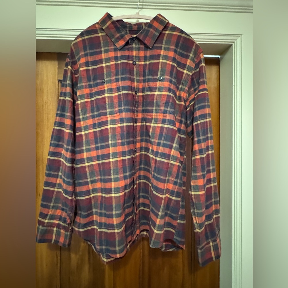 L.L. Bean Men's Rust Orange Plaid  Shirt Large (slightly fitted)
